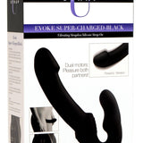 Evoke Rechargeable Vibrating Silicone Strapless Strap On - Black - Royal Sins