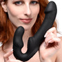 Evoke Rechargeable Vibrating Silicone Strapless Strap On - Black - Royal Sins