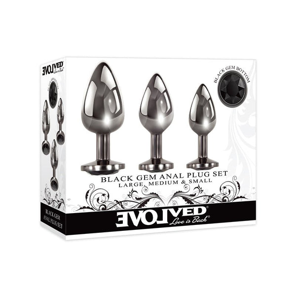 Evolved Black Gem Anal Plug 3 - Piece Set - Royal Sins