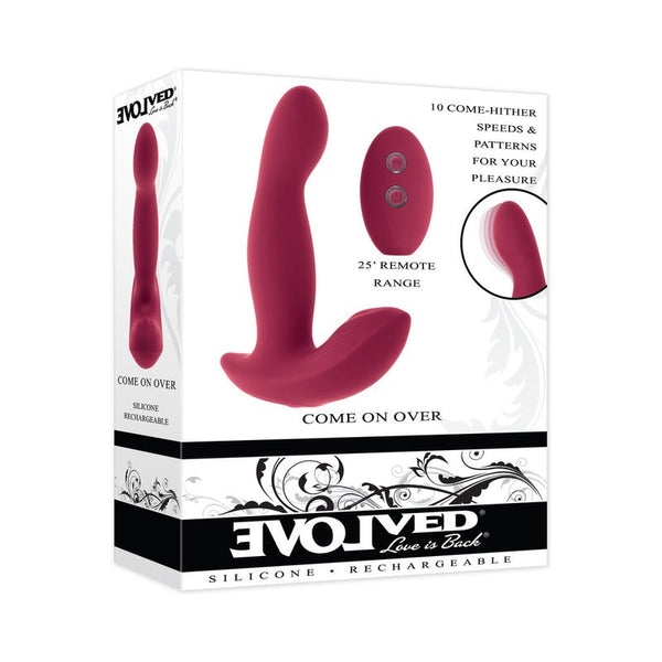 Evolved Come On Over Rechargeable Silicone Remote - Controlled Come - Hither Vibrator Burgundy - Royal Sins