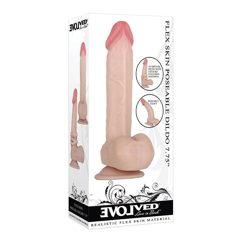 Evolved Flex Skin Realistic Poseable 7.75 in. Dildo With Balls Beige - Royal Sins