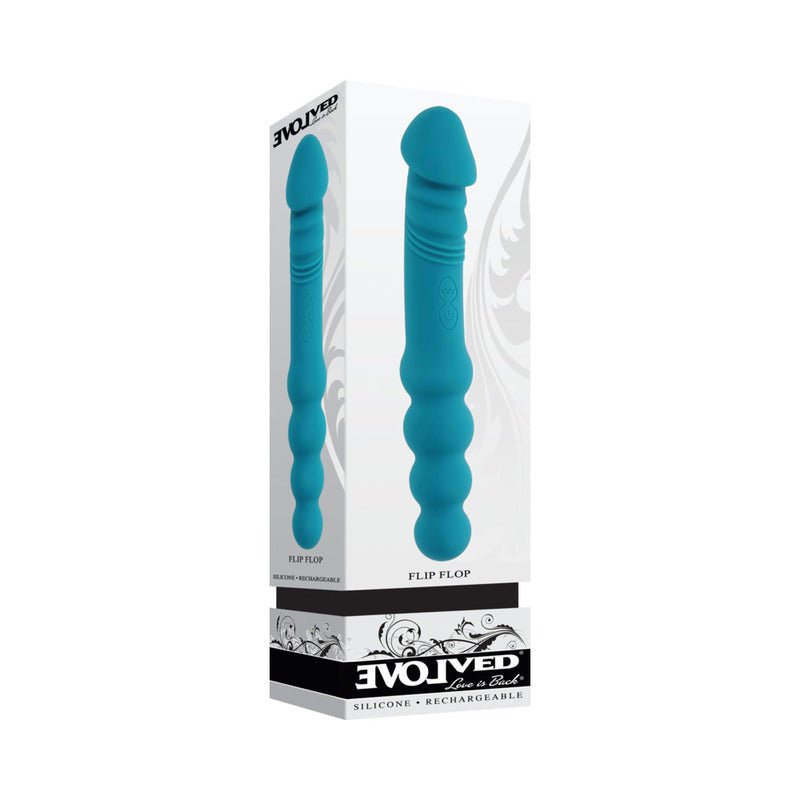 Evolved Flip Flop Rechargeable Silicone Dual - Ended Vibrator Teal - Royal Sins