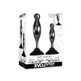 Evolved Joy Sticks 2 - Piece Metal Anal Plug With Suction Cup Base Set Black - Royal Sins