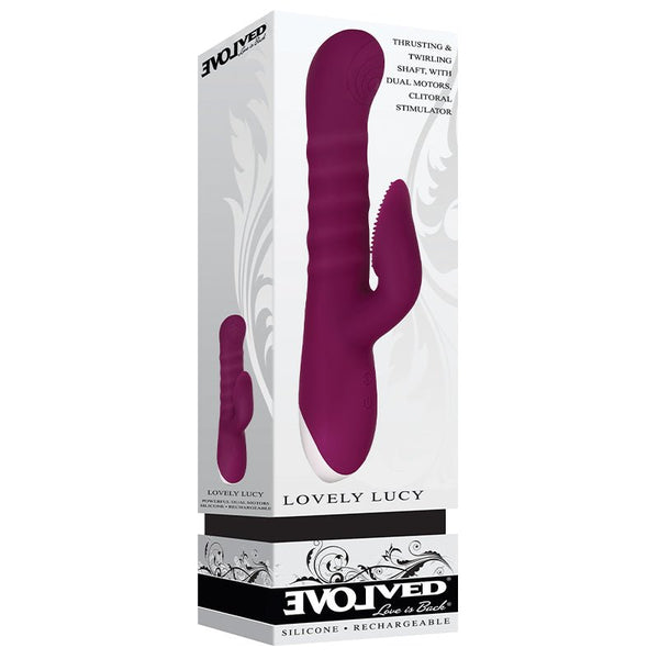 Evolved Lovely Lucy Rechargeable Thrusting Silicone Dual Stimulator Burgundy - Royal Sins