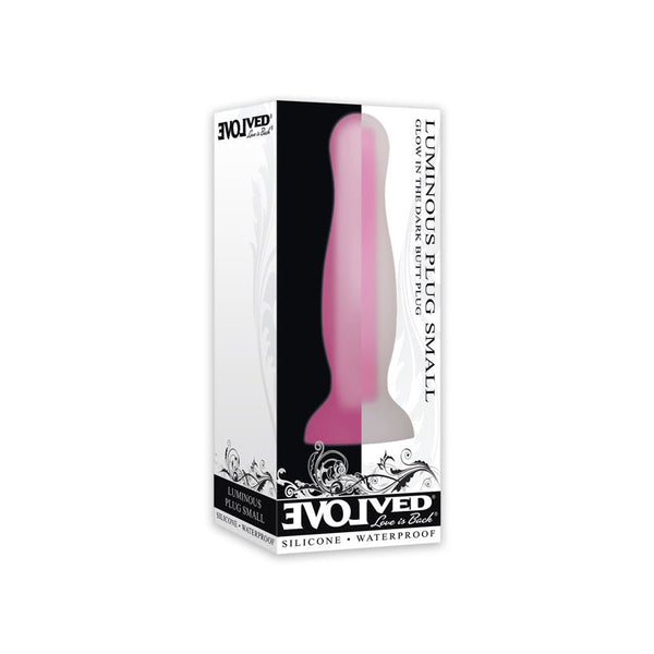 Evolved Luminous Glow in the Dark Dual Density Silicone Anal Plug Clear/Pink Small - Royal Sins