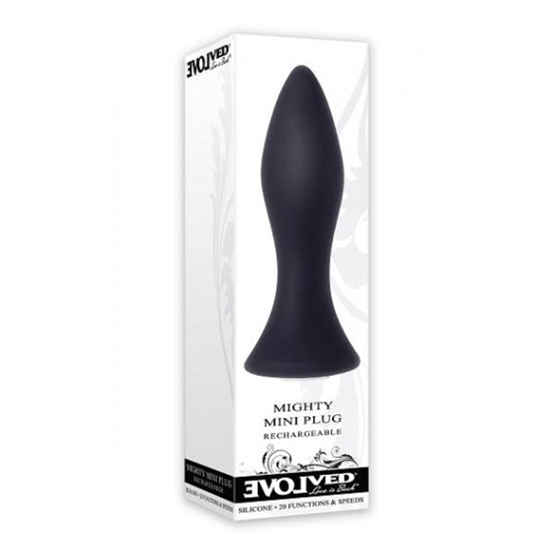 Evolved Mighty Mini Rechargeable Vibrating Silicone Anal Plug Black - Royal Sins