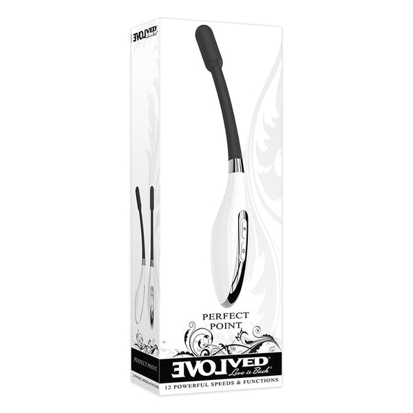 Evolved Perfect Point Rechargeable Silicone Clitoral Stimulator Wand White/Black - Royal Sins