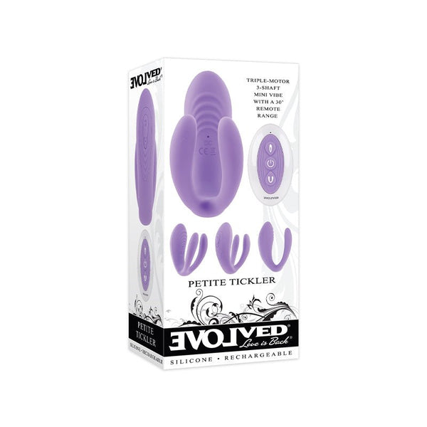 Evolved Petite Tickler Rechargeable Remote - Controlled Silicone Dual Stimulator Purple - Royal Sins