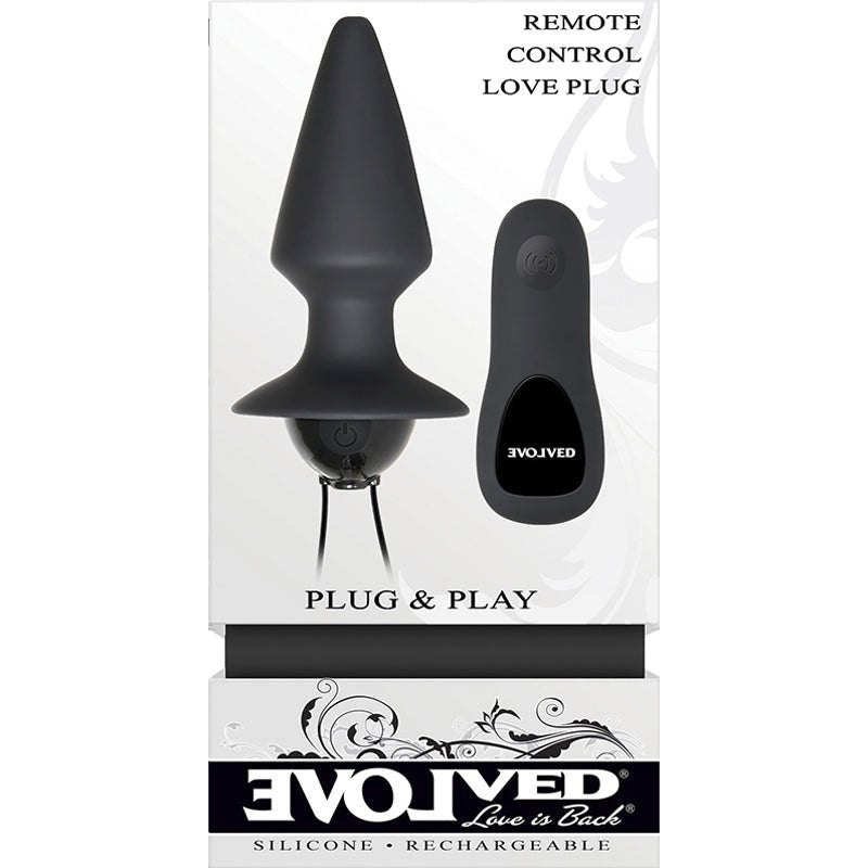 Evolved Plug & Play Rechargeable Remote - Controlled Vibrating Silicone Anal Plug Black - Royal Sins