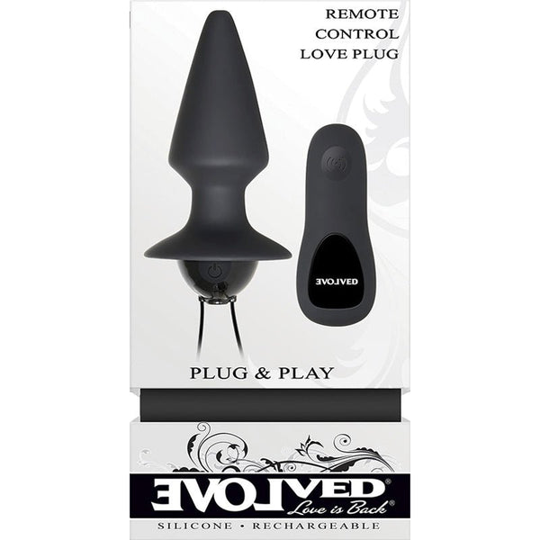 Evolved Plug & Play Rechargeable Remote - Controlled Vibrating Silicone Anal Plug Black - Royal Sins