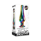 Evolved Rainbow Metal Anal Plug With Rainbow Gemstone Base Medium - Royal Sins
