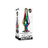 Evolved Rainbow Metal Anal Plug With Rainbow Gemstone Base Small - Royal Sins