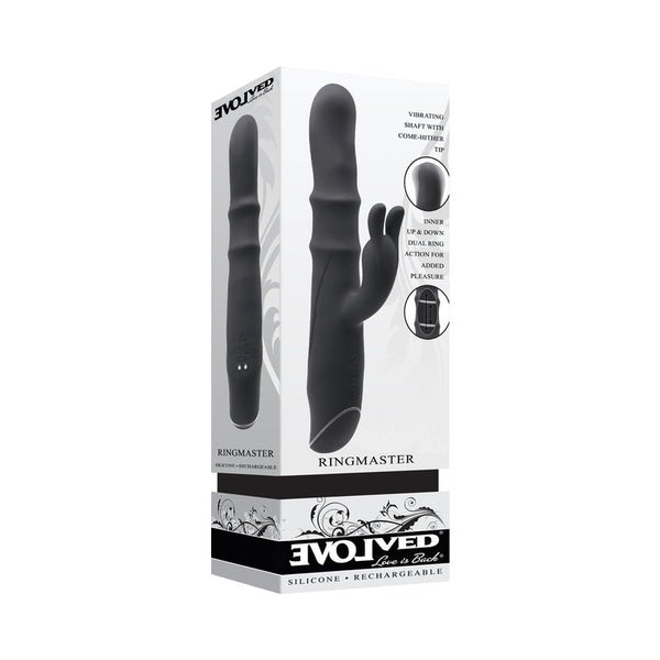 Evolved Ringmaster Rechargeable Dual Stim Vibe Silicone Black - Royal Sins