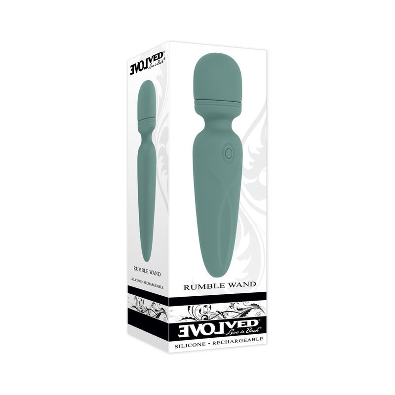 Evolved Rumble Wand Rechargeable Vibrating Mini Wand Silicone Green - Royal Sins