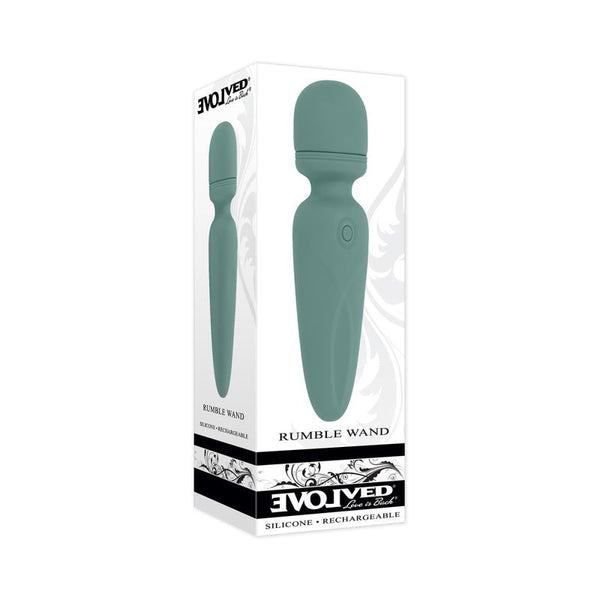 Evolved Rumble Wand Rechargeable Vibrating Mini Wand Silicone Green - Royal Sins