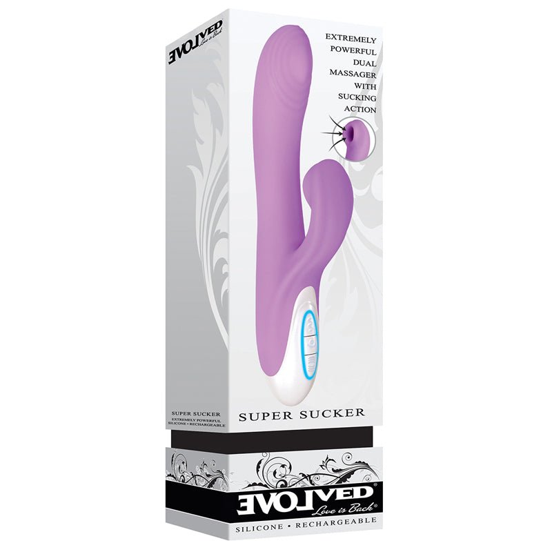 Evolved Super Sucker Rechargeable Thumping Suction Silicone Dual Stimulator Purple - Royal Sins