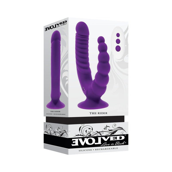 Evolved The Rider Rechargeable Double Vibrator Silicone Purple - Royal Sins