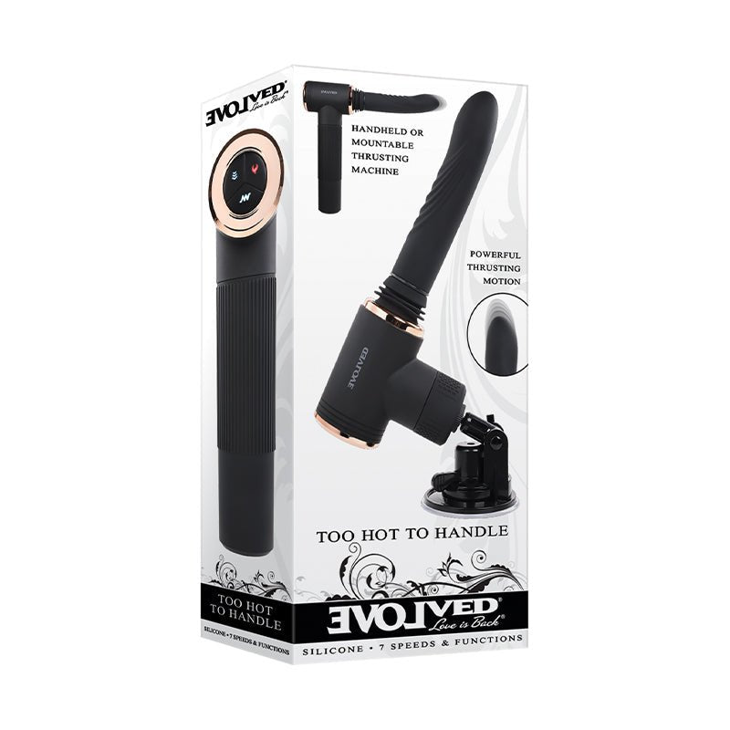 Evolved Too Hot To Handle Rechargeable Silicone Thrusting Sex Machine Black - Royal Sins