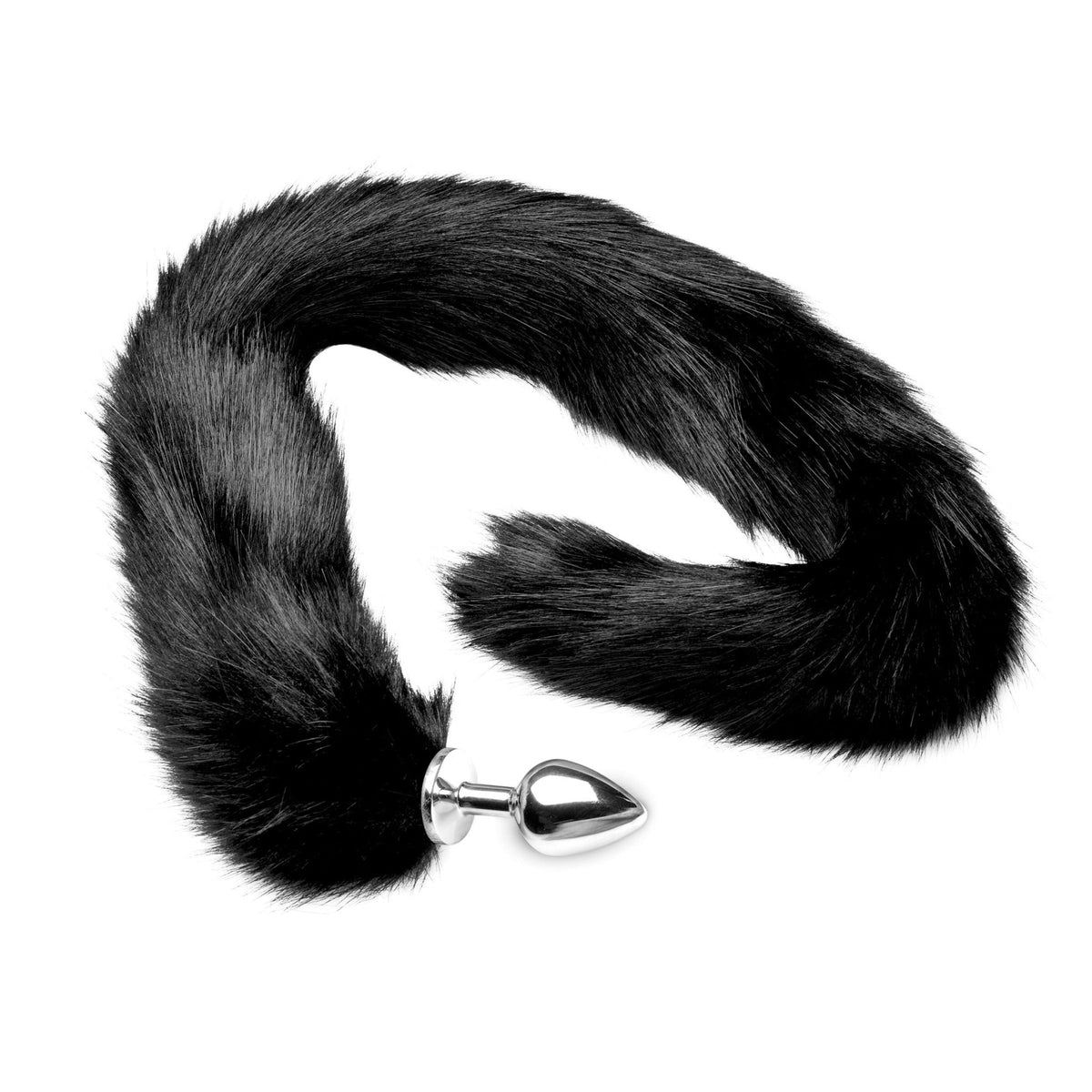 Extra Long Mink Tail Metal Anal Plug - Black - Royal Sins