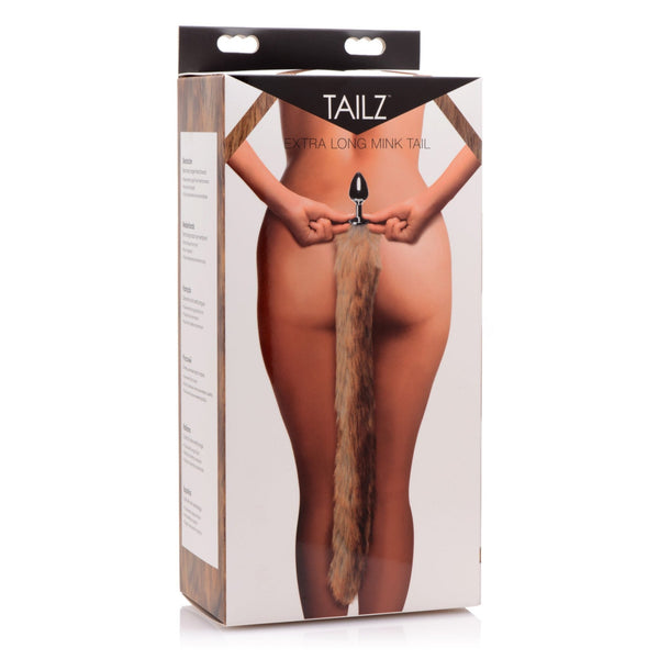 Extra Long Mink Tail Metal Anal Plug - Brown - Royal Sins