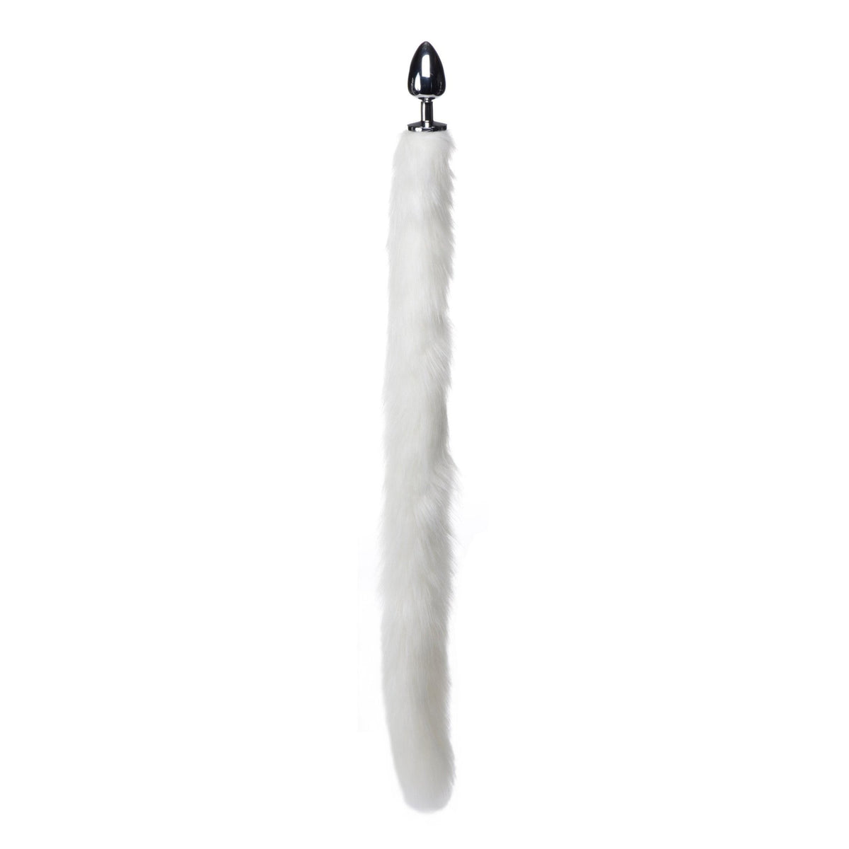 Extra Long Mink Tail Metal Anal Plug - White - Royal Sins