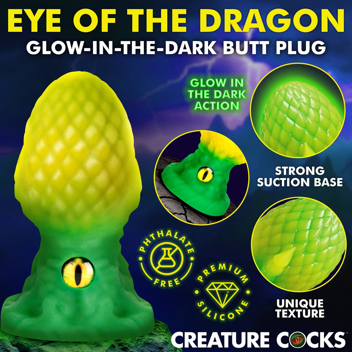 Eye of the Dragon Silicone Butt Plug - Green - Royal Sins