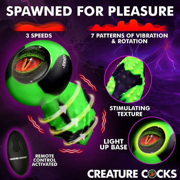 Eye of the Spawn Vibrating & Squirming Silicone Butt Plug - Royal Sins