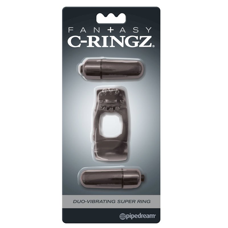 Fantasy C - Ringz Duo - Vibrating Super Ring With Dual Bullets Black - Royal Sins