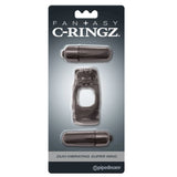 Fantasy C - Ringz Duo - Vibrating Super Ring With Dual Bullets Black - Royal Sins