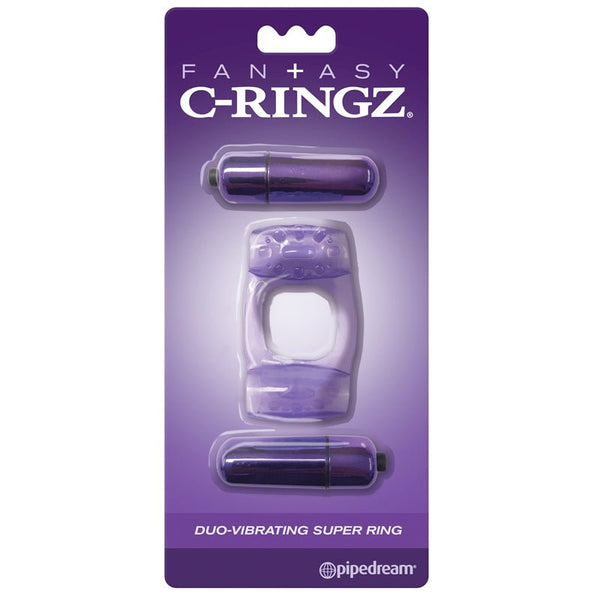 Fantasy C - Ringz Duo - Vibrating Super Ring With Dual Bullets Purple - Royal Sins