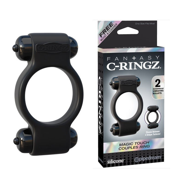 Fantasy C - Ringz Magic Touch Couples Ring With Dual Bullets Black - Royal Sins