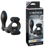 Fantasy C - Ringz Ultimate Ass - Gasm Vibrating Silicone Cockring With Anal Plug Black - Royal Sins