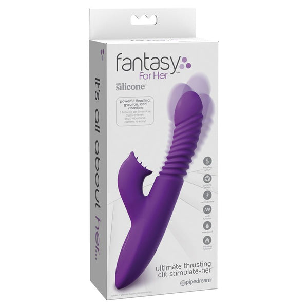 Fantasy For Her Rechargeable Silicone Ultimate Thrusting Clit Stimulate - Her Purple - Royal Sins