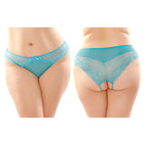 Fantasy Lingerie Cassia Crotchless Lace & Mesh Panty 6 - Pack Turquoise Queen Size - Royal Sins