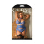 Fantasy Lingerie Curve Brielyn Bra, Harness Garter Belt & Panty Blue 3XL/4XL - Royal Sins