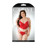 Fantasy Lingerie Curve Carmen Wetlook Cropped Bustier & Matching Cage Panty Red 3XL/4XL - Royal Sins