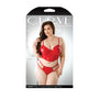 Fantasy Lingerie Curve Carmen Wetlook Cropped Bustier & Matching Cage Panty Red 3XL/4XL - Royal Sins
