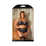 Fantasy Lingerie Curve Cassidy Cage Bra, Garter Belt & Panty Black 3XL/4XL - Royal Sins