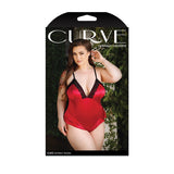 Fantasy Lingerie Curve Cleo Skirted Teddy With Lace Trim & Snap Closure Red 3XL/4XL - Royal Sins