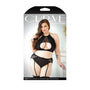 Fantasy Lingerie Curve Sadie Halter Bralette, Gartered High - Waisted Panty Black XL/2XL - Royal Sins