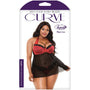 Fantasy Lingerie Curve Sophia Halter Babydoll & Panty Red/Black 3XL/4XL - Royal Sins