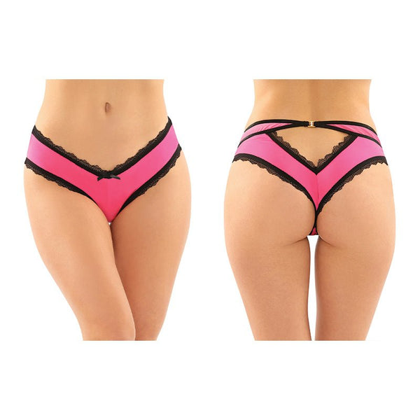 Fantasy Lingerie Dahlia Cheeky Hipster Panty With Lace Trim & Keyhole Cutout 6 - Pack Pink L/XL - Royal Sins