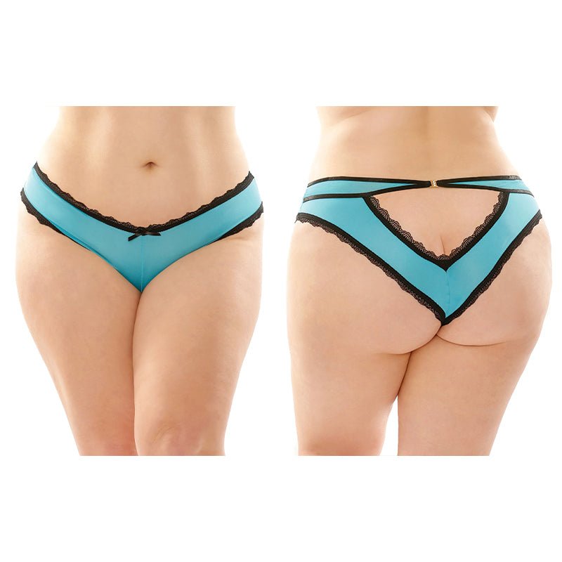 Fantasy Lingerie Dahlia Cheeky Hipster Panty With Lace Trim & Keyhole Cutout 6 - Pack Turquoise Queen Size - Royal Sins