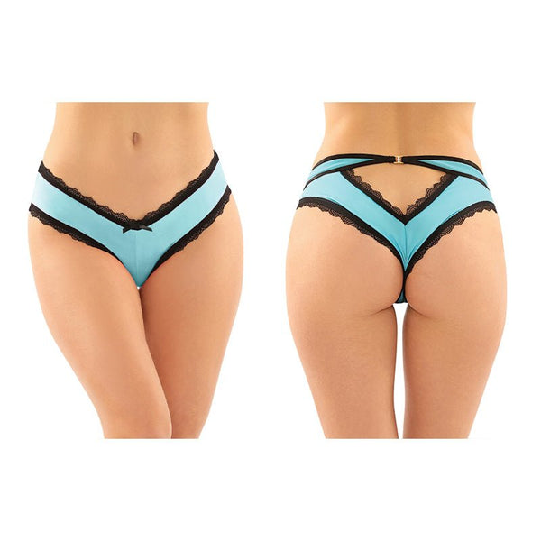 Fantasy Lingerie Dahlia Cheeky Hipster Panty With Lace Trim & Keyhole Cutout 6 - Pack Turquoise S/M - Royal Sins