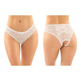 Fantasy Lingerie Daisy Crotchless Panty With Criss - Cross Panel Back 6 - Pack White L/XL - Royal Sins