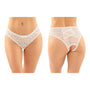 Fantasy Lingerie Daisy Crotchless Panty With Criss - Cross Panel Back 6 - Pack White L/XL - Royal Sins