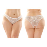 Fantasy Lingerie Daisy Crotchless Panty With Criss - Cross Panel Back 6 - Pack White Queen - Royal Sins