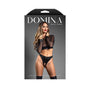 Fantasy Lingerie Domina Embossed Faux Leather Mesh Long Sleeve Top & Crotchless Thong S/M - Royal Sins