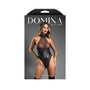 Fantasy Lingerie Domina Faux Leather Corset Mesh Teddy with Zipper Halter & Front To Back Zipper M/L - Royal Sins