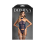 Fantasy Lingerie Domina Gartered Mesh Monowire Bustier with Detachable Choker Halter & G - String L/XL - Royal Sins